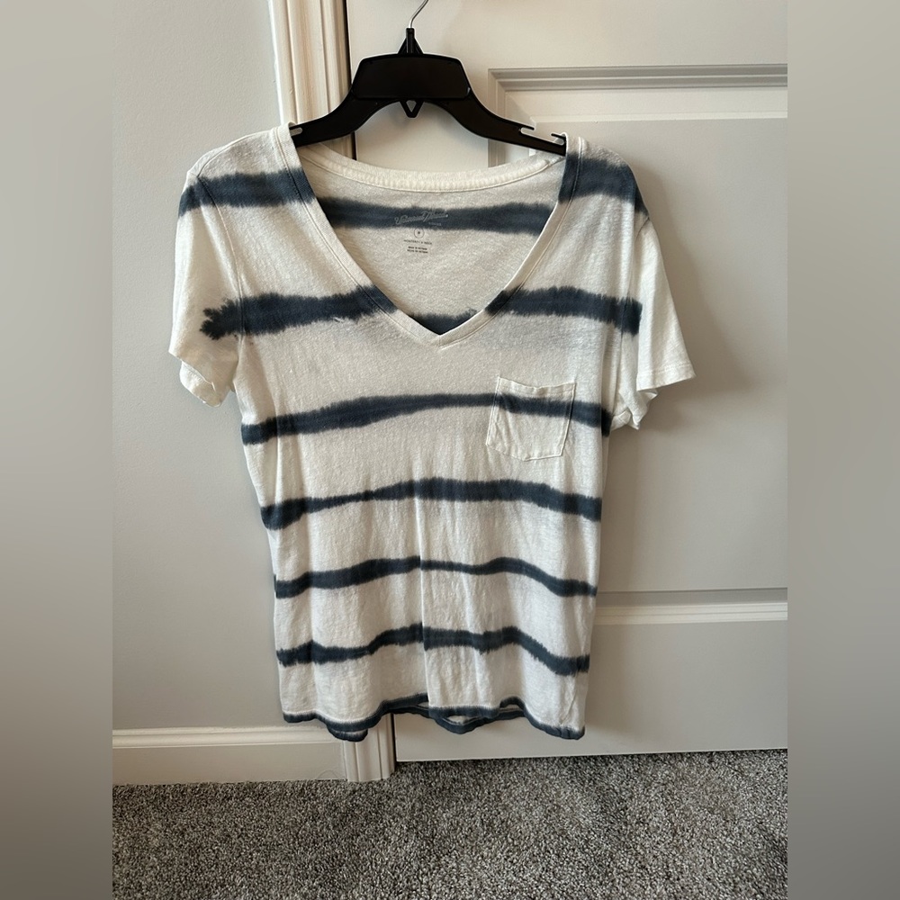 Blue and White Striped Top